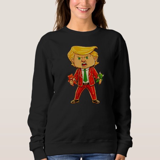 Happy Trump Funny Trump Bull Bear Trump Meme Chibi スウェットシャツ (正面)