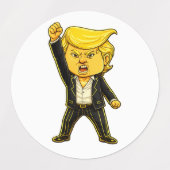Happy Trump, Funny Trump, Funny Meme Chibi Cartoon ラベル (デザイン2)