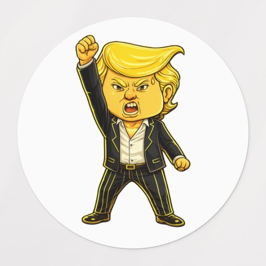 Happy Trump, Funny Trump, Funny Meme Chibi Cartoon ラベル (デザイン2)