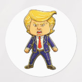 Happy Trump, Funny Trump, Funny Meme Chibi Cartoon ラベル (デザイン1)