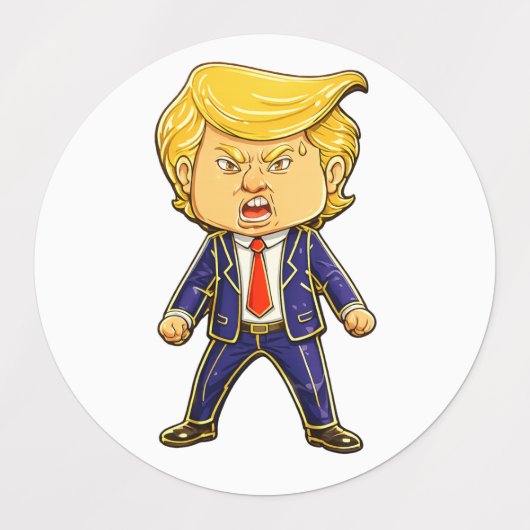 Happy Trump, Funny Trump, Funny Meme Chibi Cartoon ラベル (デザイン1)