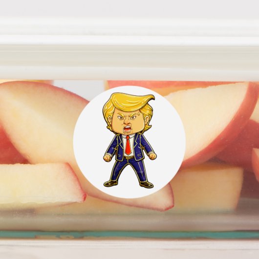Happy Trump, Funny Trump, Funny Meme Chibi Cartoon ラベル (貼付)