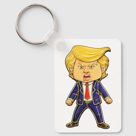 Happy Trump Lapel Pin Chibi Cartoon Funny Meme Pop キーホルダー (正面)