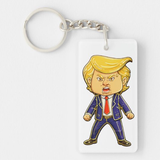Happy Trump Lapel Pin Chibi Cartoon Funny Meme Pop キーホルダー (正面)