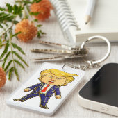 Happy Trump Lapel Pin Chibi Cartoon Funny Meme Pop キーホルダー (正面右)
