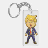 Happy Trump Lapel Pin Chibi Cartoon Funny Meme Pop キーホルダー (正面左)