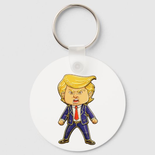 Happy Trump Lapel Pin Chibi Cartoon Funny Meme Pop キーホルダー (正面)