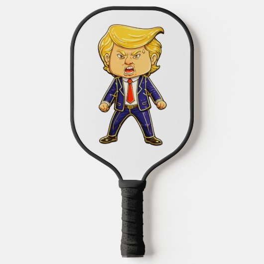 Happy Trump Lapel Pin Chibi Cartoon Funny Meme Pop ピックルボールラケット (正面)