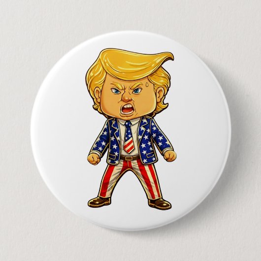 Happy Trump Lapel Pin MAGA US Flag Patriotic Meme 缶バッジ (正面)