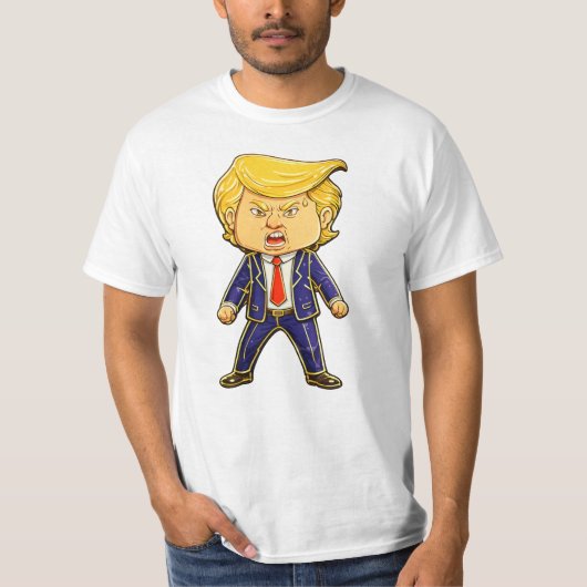 Happy Trump Lapel Pin Meme Angry Trump Pop Art Tシャツ (正面)