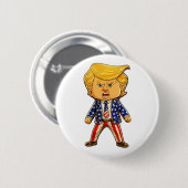 Happy Trump Lapelle Chibi Cartoon Patriotic Meme 缶バッジ (正面&裏面)