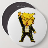 Happy Trump Lapelle Fight Fight Chibi Cartoon Meme 缶バッジ (正面&裏面)