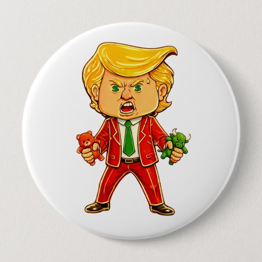 Happy Trump Pin Funny Trump Bull Bear Trump Meme 缶バッジ (正面)