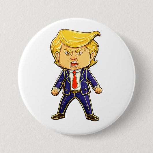 Happy Trump Pin Meme Angry Trump Pop Art 缶バッジ (正面)