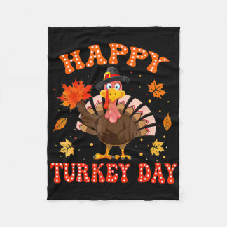 Happy Turkey Day Shirt For Women Happy Thanksgivin フリースブランケット
