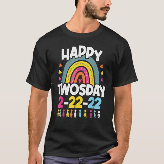 Happy Twosday 2022 Rainbow Twos Day 22224 Tシャツ (正面)