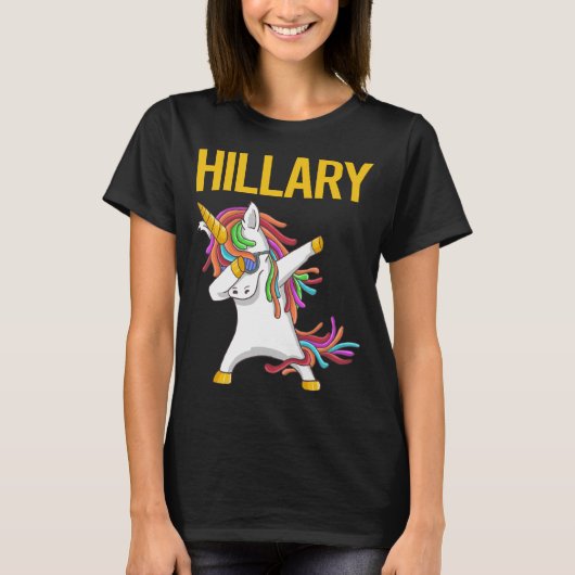 Happy Unicorn – ヒラリー名 Tシャツ (正面)