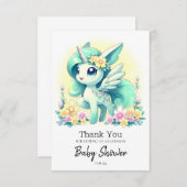 Happy Unicorn Baby Shower サンキューカード (正面/裏面)