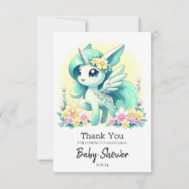 Happy Unicorn Baby Shower サンキューカード
