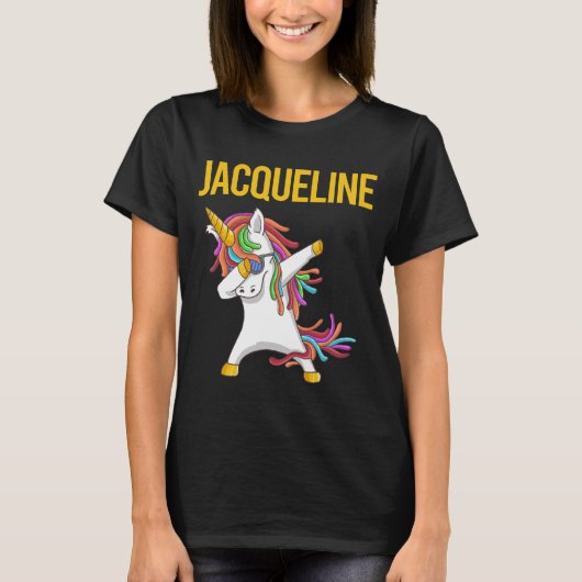 Happy Unicorn - Jacqueline Name Tシャツ (正面)