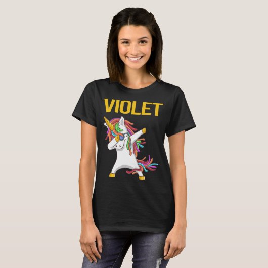 Happy Unicorn - Violet Name Tシャツ (正面フル)