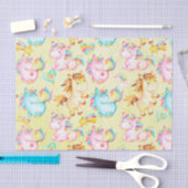 Happy Unicorns Pattern-Unicorn Love in Yellow 薄葉紙 (クラフト)