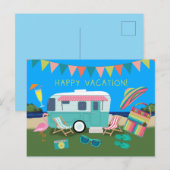 Happy Vacation Lakeside Camping ポストカード (正面/裏面)