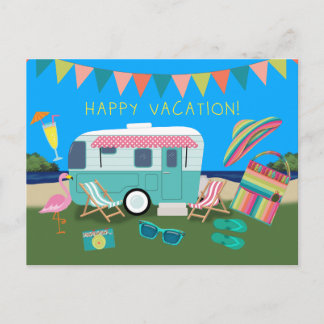 Happy Vacation Lakeside Camping ポストカード