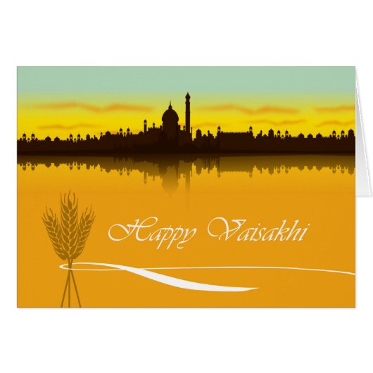 Happy Vaisakhi、Cityscape Silhouette in India (正面横)