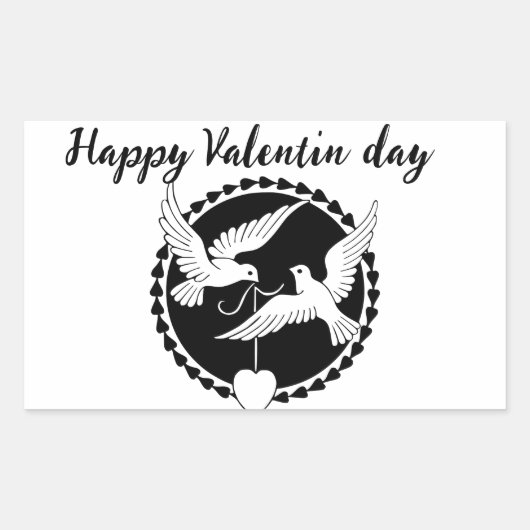Happy Valentinの日ステッカーの衣装 長方形シール (正面)