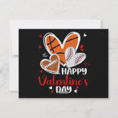 Happy Valentine Baseball Football Basketball Heart シーズンカード (裏面)