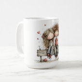  Happy Valentine Bench Illustration コーヒーマグカップ (正面左)
