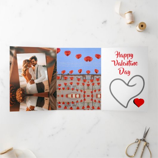 Happy Valentine Day 三つ折り招待状 (内部)