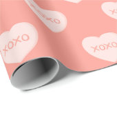 Happy valentine day Cute Pink hearts XOXO ラッピングペーパー (ロールコーナー)
