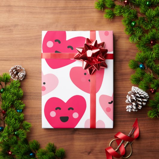 Happy valentine day Funny Pink Red hearts ラッピングペーパー (クリスマスギフト)