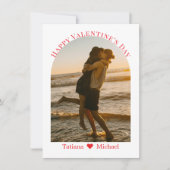 happy valentine day red script arch photo シーズンカード (正面)