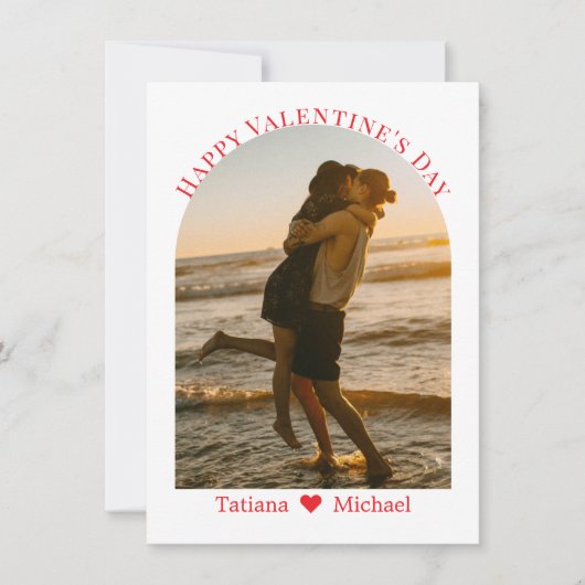 happy valentine day red script arch photo シーズンカード (正面)