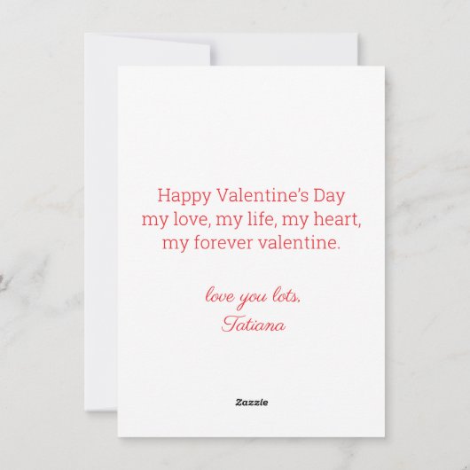 happy valentine day red script arch photo シーズンカード (裏面)