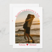 happy valentine day red script arch photo シーズンカード (正面/裏面)