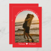 happy valentine day script モダン arch photo red シーズンカード (正面/裏面)