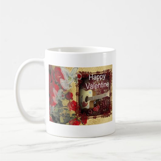 Happy Valentine Day Tunes in myハート コーヒーマグカップ (左)