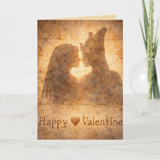 Happy Valentine Egyptian Shadow Art Romantic カード (正面)