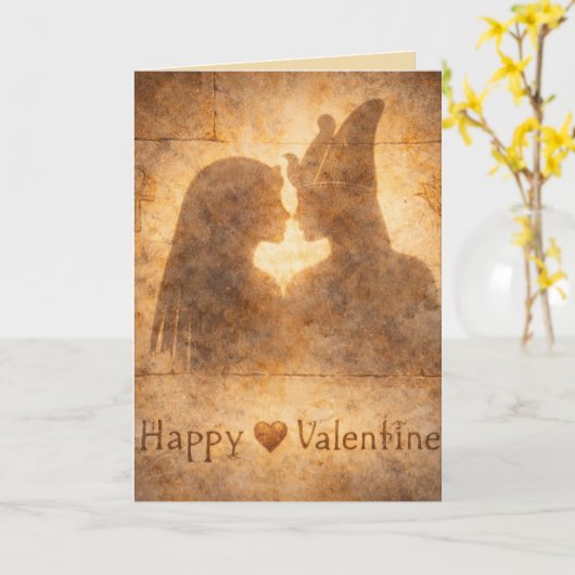 Happy Valentine Egyptian Shadow Art Romantic カード (黄色い花)
