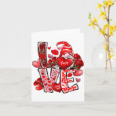 Happy Valentine Gnome Heart Valentine's Day Couple カード (黄色い花)