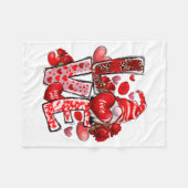 Happy Valentine Gnome Heart Valentine's Day Couple フリースブランケット (正面(横))