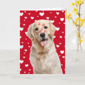 Happy Valentine Golden Retriever カード (黄色い花)