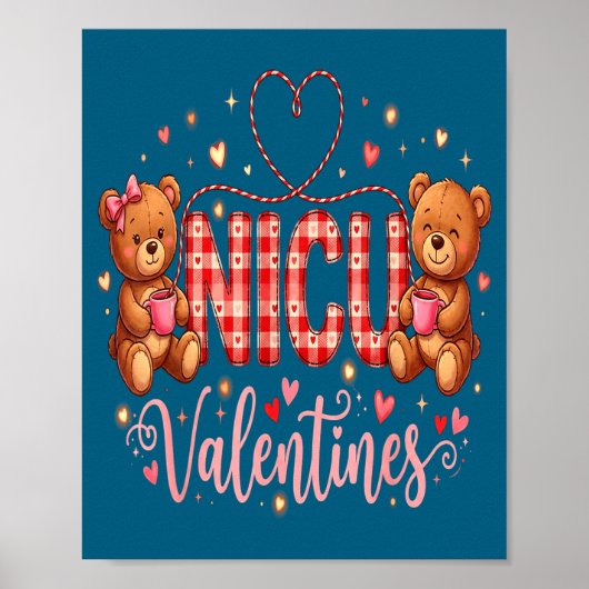 Happy Valentine Nurse Nicu Valentines Day Shirt Nu ポスター (正面)
