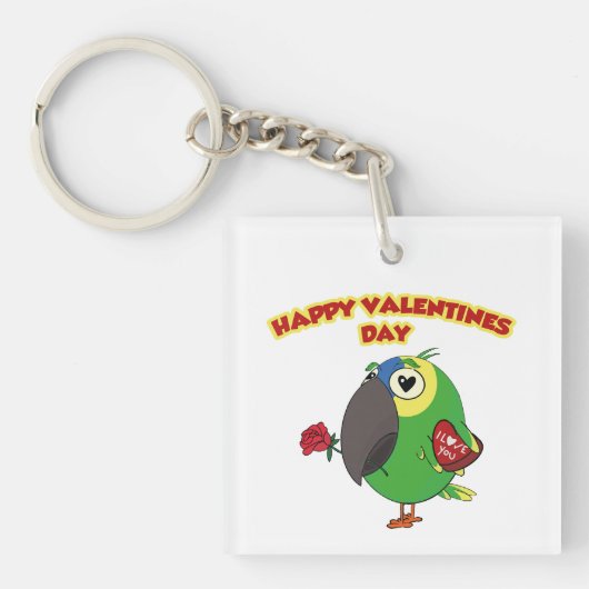 happy valentine parrot キーホルダー (正面)