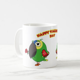 HAPPY VALENTINE PARROT コーヒーマグカップ