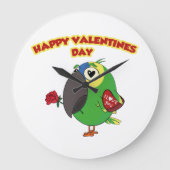 happy valentine parrot ラージ壁時計 (正面)